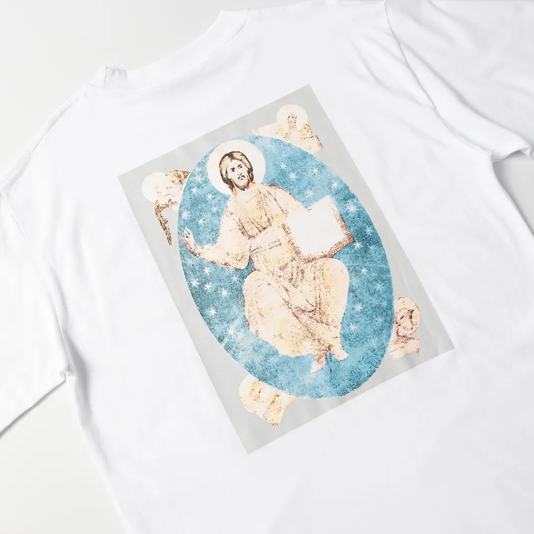 Saint Michael series trendy T craft letter drawing round neck short sleeves Style number: D3191P110 Color: white Size: S M L XL